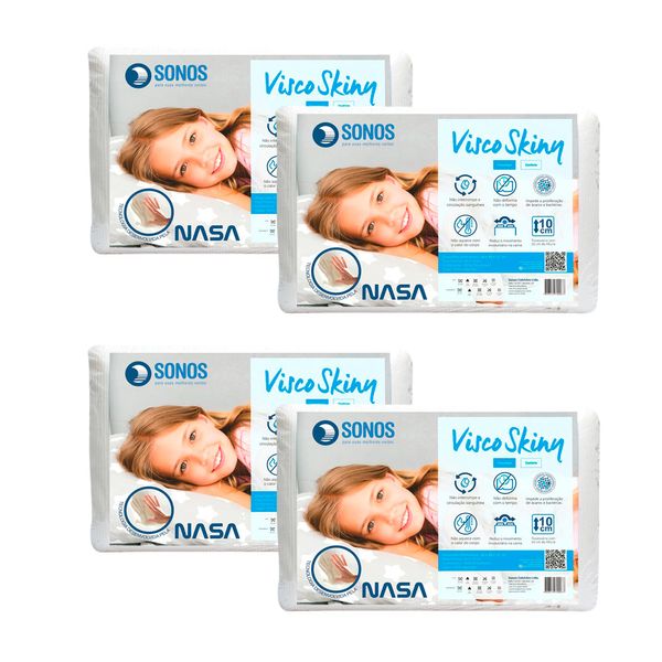 Kit 4 Travesseiros Sonos Viscoskiny 10cm 5186955 Kit 4 Travesseiros Sonos Viscoskiny 10cm 5186955